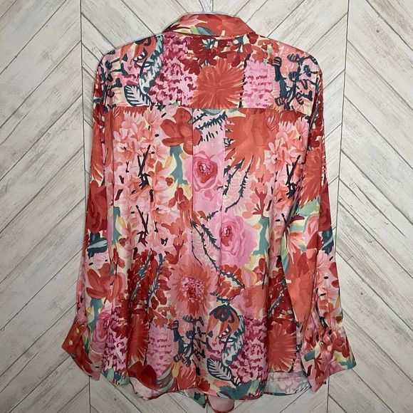 H&M floral button down shirt blouse - Picture 2 of 8